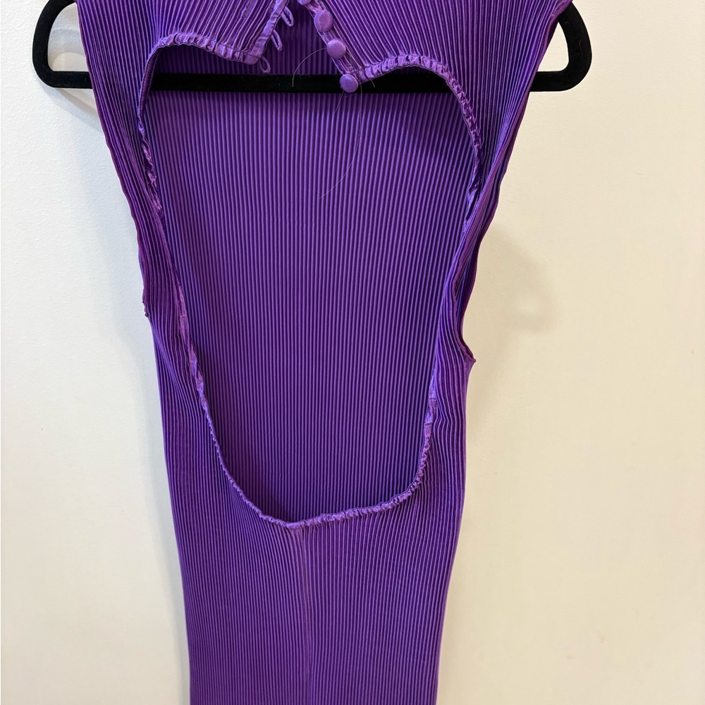 Vibrant Purple Ribbed Mini Dress - Picture 4 of 4